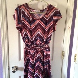 patterned dress with netted pattering across